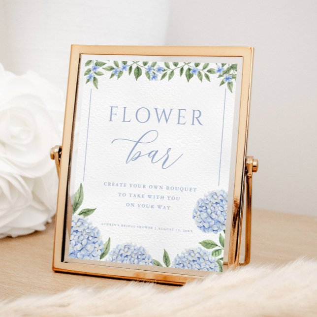 Blue Hydrangea Flower Bar Bridal Shower Poster (Creator Uploaded)