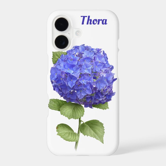 Blue Hydrangea Flower Botanical Art Personalised (Back)