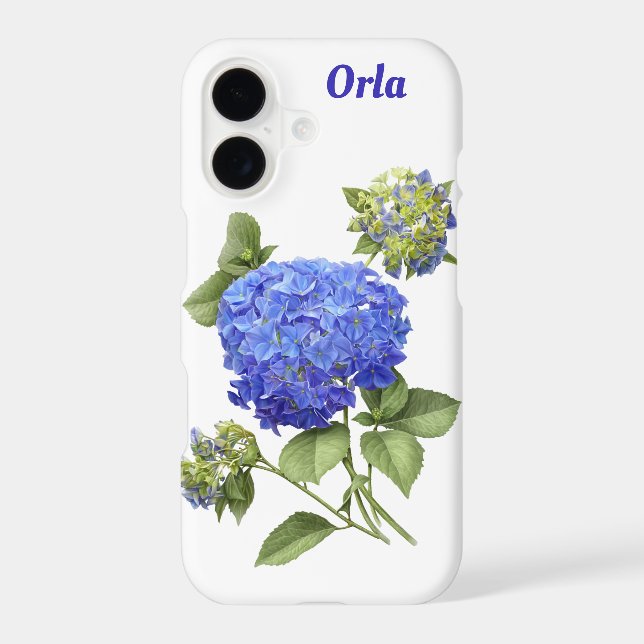 Blue Hydrangea Flower Botanical Art Personalised (Back)