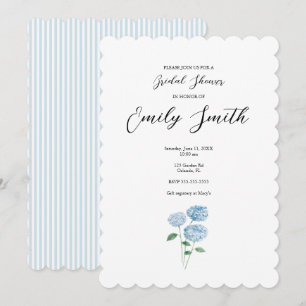 Blue Hydrangea Flower Bridal Shower Invitation