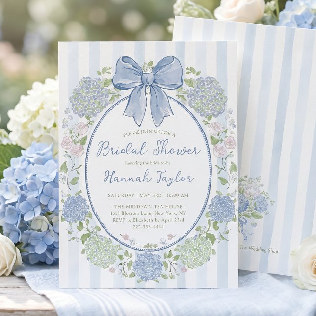 Blue Hydrangea Flower Bridal Shower Invitation (Creator Uploaded)