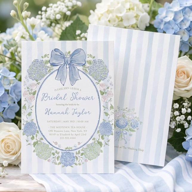 Blue Hydrangea Flower Bridal Shower Invitation (Creator Uploaded)