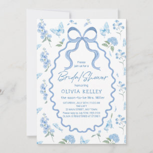Blue Hydrangea Flower Bridal Shower Invitation
