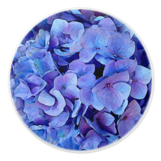 Blue Hydrangea Flower Ceramic Knob