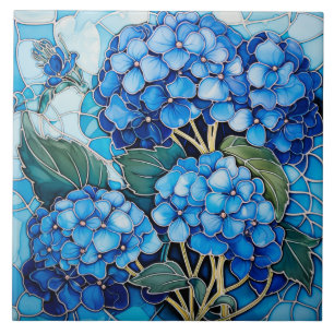 Blue Hydrangea Flower Ceramic Tile