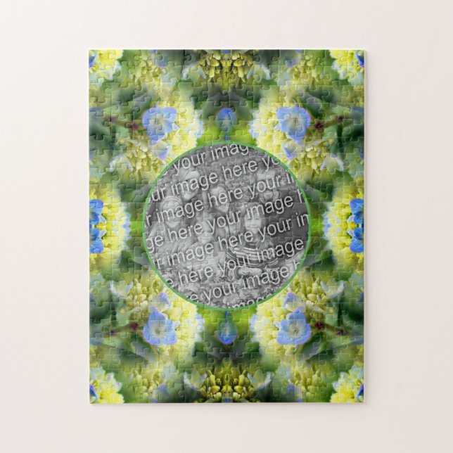 Blue Hydrangea Flower Frame Create Your Own Photo Jigsaw Puzzle (Vertical)