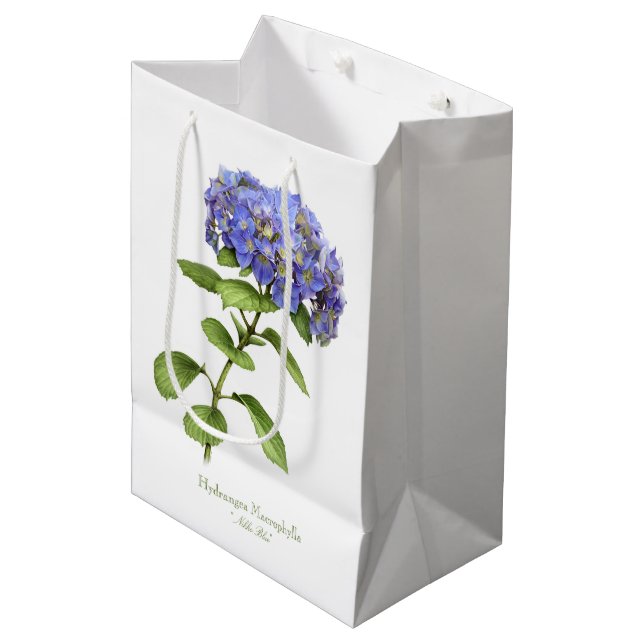 Blue Hydrangea Flower Medium Gift Bag (Front Angled)