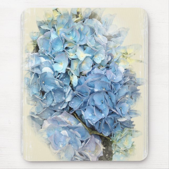 Blue Hydrangea Flower Mouse Pad (Front)