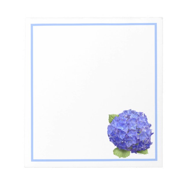 Blue Hydrangea Flower Notepad (Front)