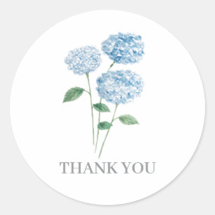 Blue Hydrangea Flower Painting Thank You Classic Round Sticker