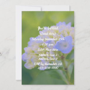 Blue Hydrangea Flower Party  Invitation