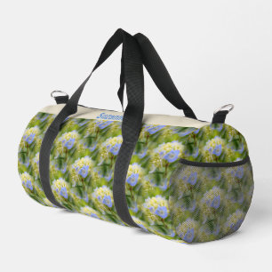 Blue Hydrangea Flower Pattern Personalised Duffle Bag