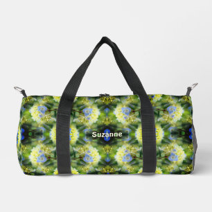 Blue Hydrangea Flower Pattern Personalised Duffle Bag