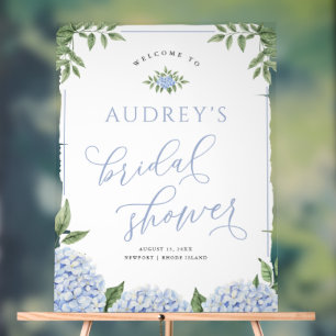 Blue Hydrangea Flower Personalized Shower Painted Acrylic Sign