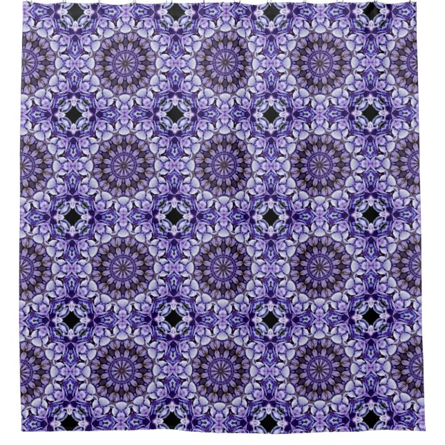Blue Hydrangea Flower Petals Abstract Art Pattern  Shower Curtain (Front)