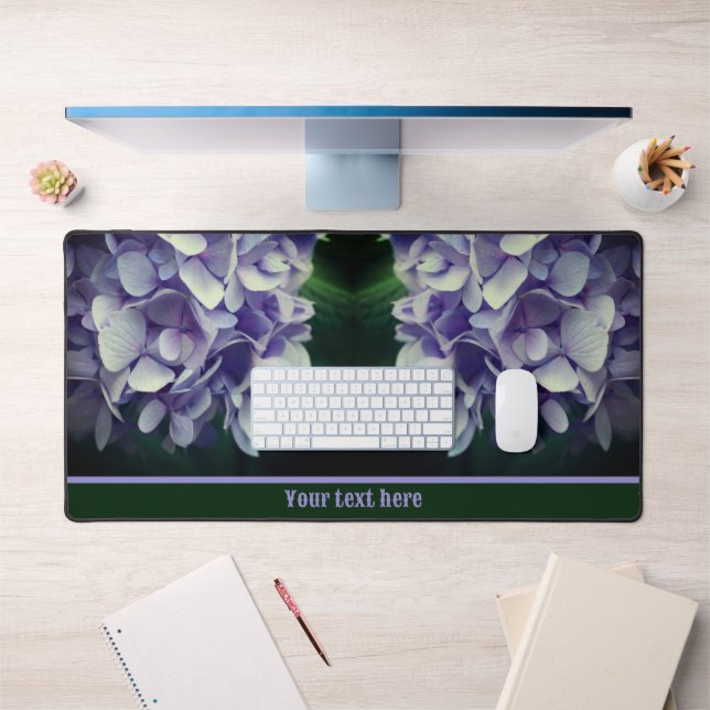 Blue Hydrangea Flower Petals Personalised Desk Mat (Office 1)