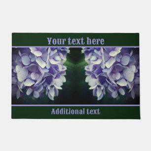 Blue Hydrangea Flower Petals Personalised Doormat