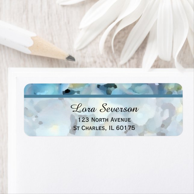Blue Hydrangea Flower Return Address Label (Insitu)