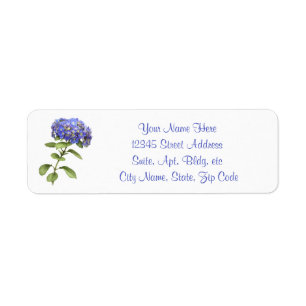 Blue Hydrangea Flower Return Address Label