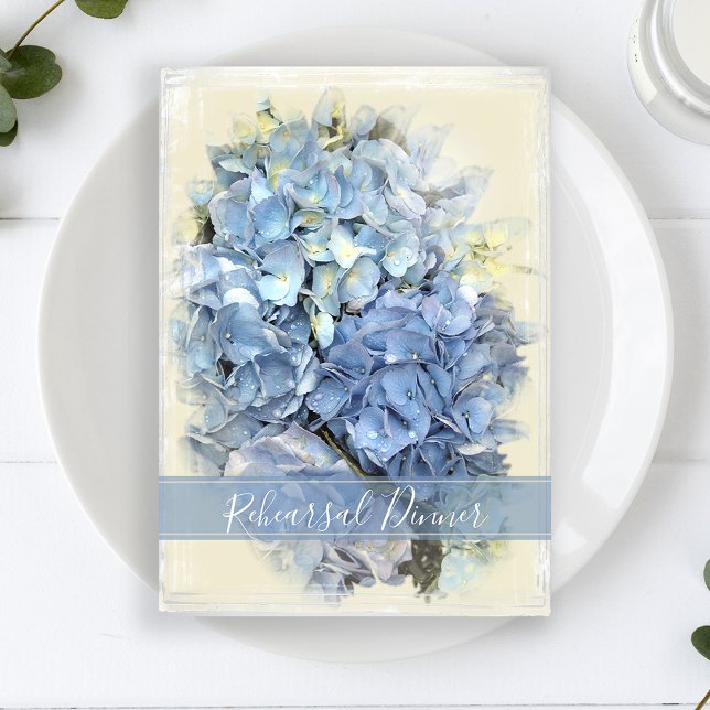 Blue Hydrangea Flower Wedding Rehearsal Dinner Invitation (Creator Uploaded)