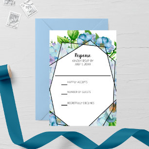 Blue Hydrangea Flower Wedding RSVP Card