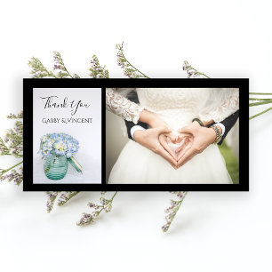 Blue Hydrangea Flowers Blue Jar Wedding Thank You Card