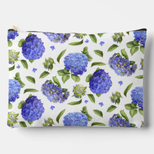 Blue Hydrangea Flowers Botanical Art Accessory Pouch