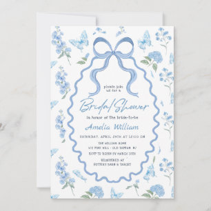 Blue Hydrangea Flowers Bridal Shower Invitation