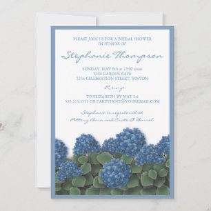 Blue Hydrangea Flowers Bridal Shower Invitation