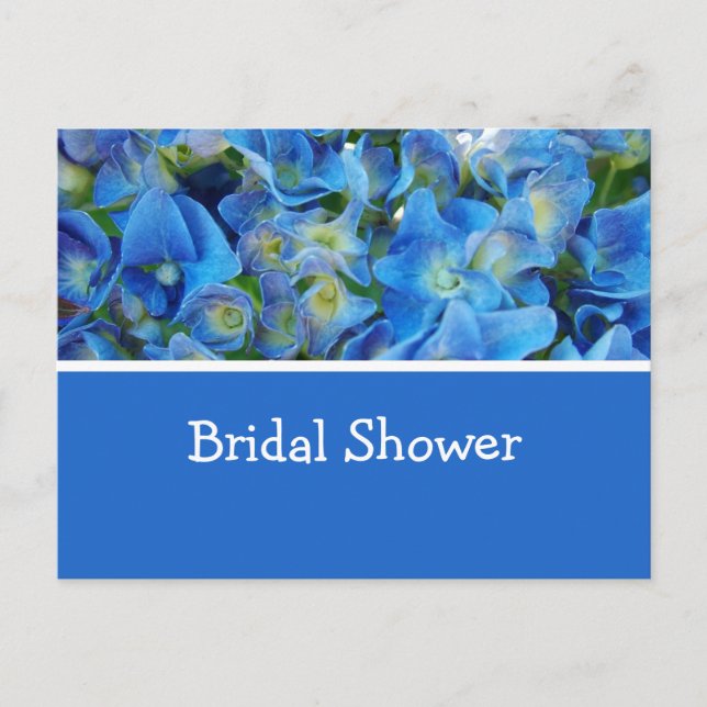 blue hydrangea flowers bridal shower invitation. invitation postcard (Front)