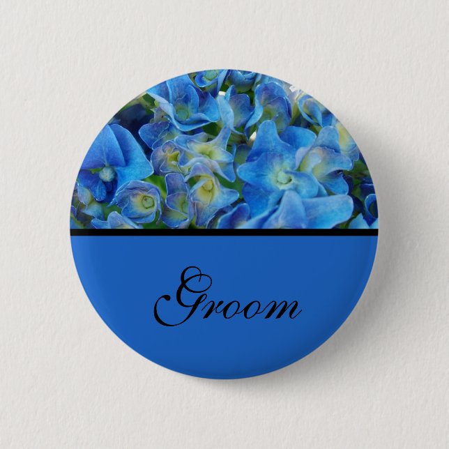 blue hydrangea flowers button (Front)