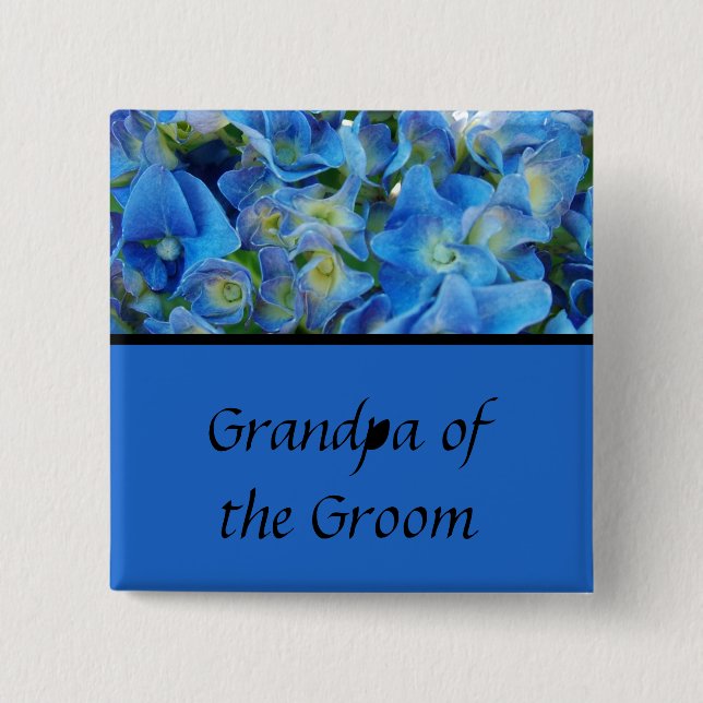blue hydrangea flowers button (Front)