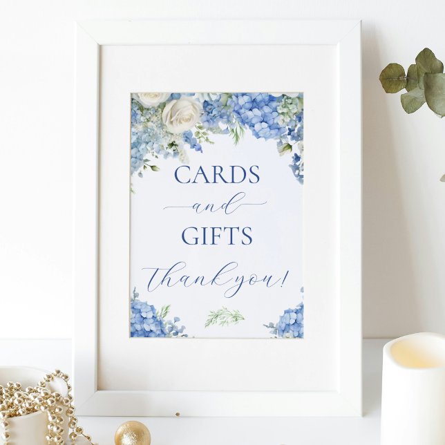 Blue Hydrangea Flowers Cards and Gifts Party Sign (Creator Uploaded)
