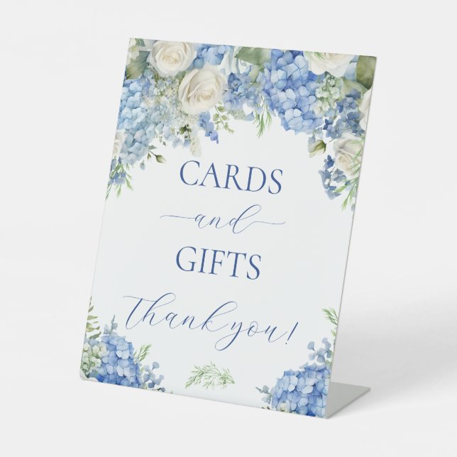 Blue Hydrangea Flowers Cards and Gifts Party Sign (Front)