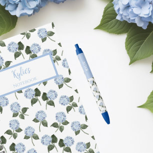 Blue Hydrangea Flowers Custom Name Ink Pen
