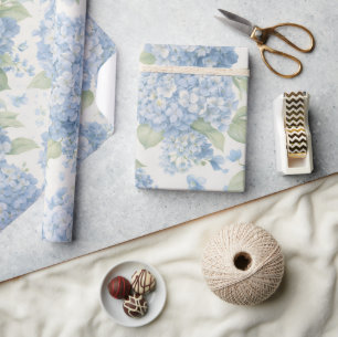 Blue Hydrangea Flowers Elegant Gift Wrap