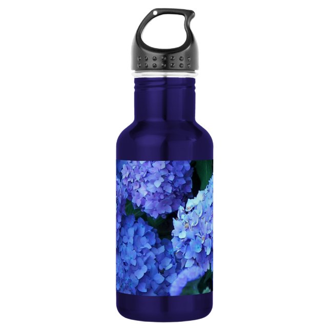 Blue Hydrangea Flowers Floral 532 Ml Water Bottle (Front)