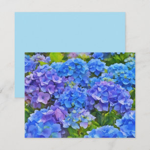 Blue Hydrangea Flowers Floral Art Note Card Set