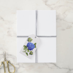 Blue Hydrangea Flowers Floral Botanical Art Gift Tags