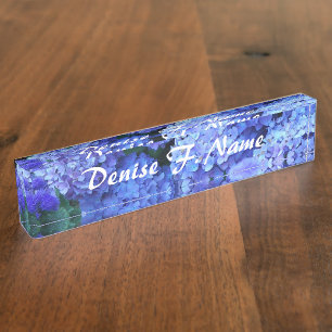 Blue Hydrangea Flowers Floral Nameplate