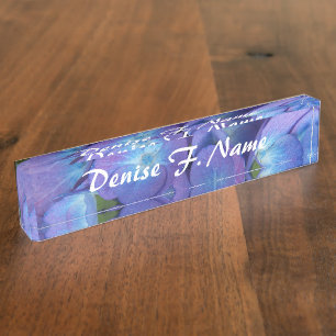 Blue Hydrangea Flowers Floral Nameplate