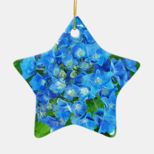 Blue hydrangea flowers. Floral photography. Ceramic Ornament