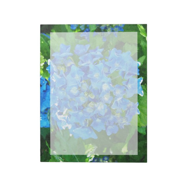 Blue hydrangea flowers. Floral photography. Notepad (Rotated)
