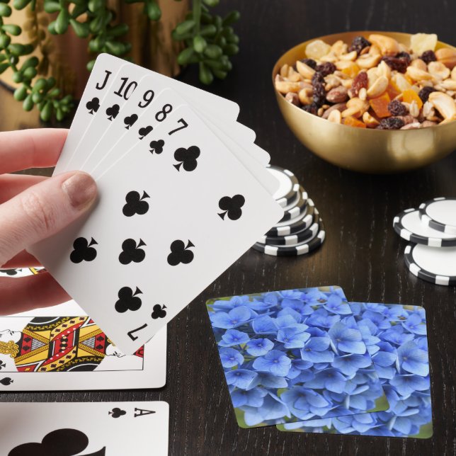 Blue Hydrangea Flowers Floral Playing Cards (In Situ)