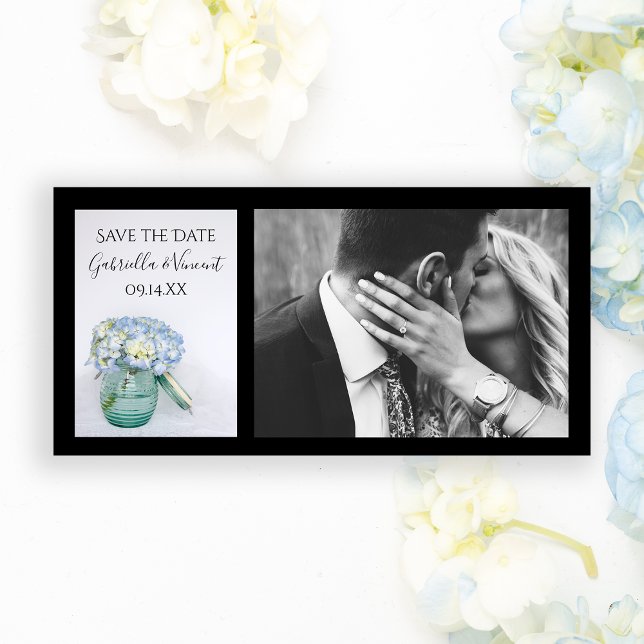 Blue Hydrangea Flowers Jar Wedding Save the Date (Creator Uploaded)