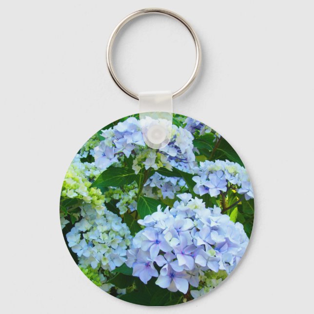 Blue Hydrangea Flowers keychain Summer Garden (Front)