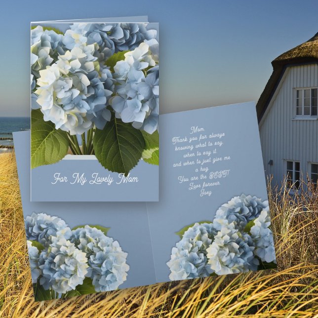 Blue Hydrangea Flowers Mothers Day Message Card (Creator Uploaded)