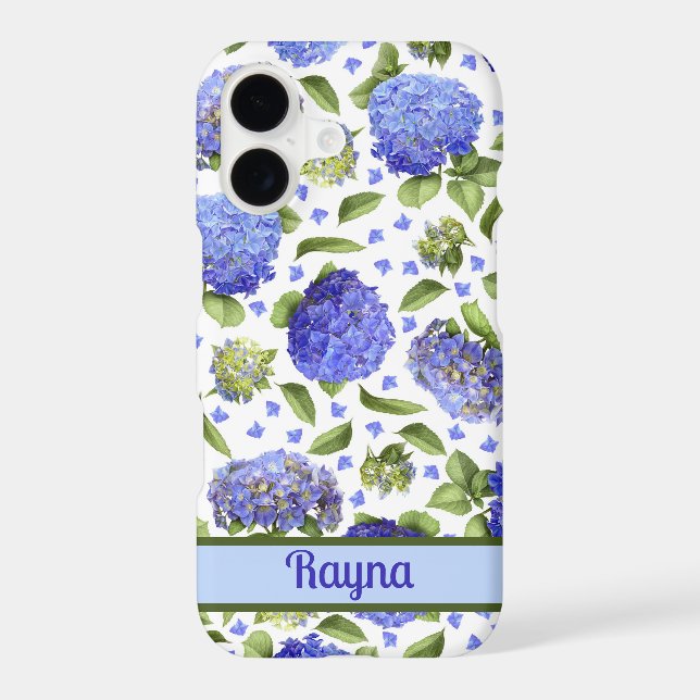 Blue Hydrangea Flowers Pattern Personalised (Back)