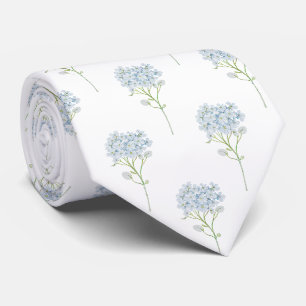 blue Hydrangea flowers pattern Tie