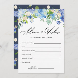 Blue Hydrangea Flowers Retirement Well Wishes Advice Card